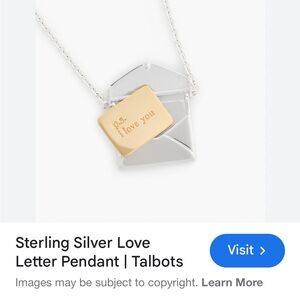 Sterling Silver & Gold Envelope necklace w/ “PS I Love You”  gold-plated note!